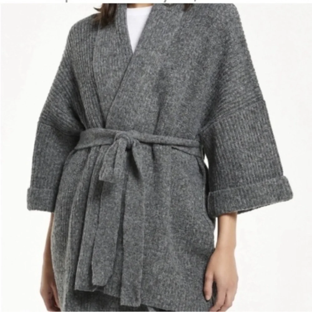 Anthropologie Knits Oversized Kimono Wrap Cardigan In Charcoal Size O/S